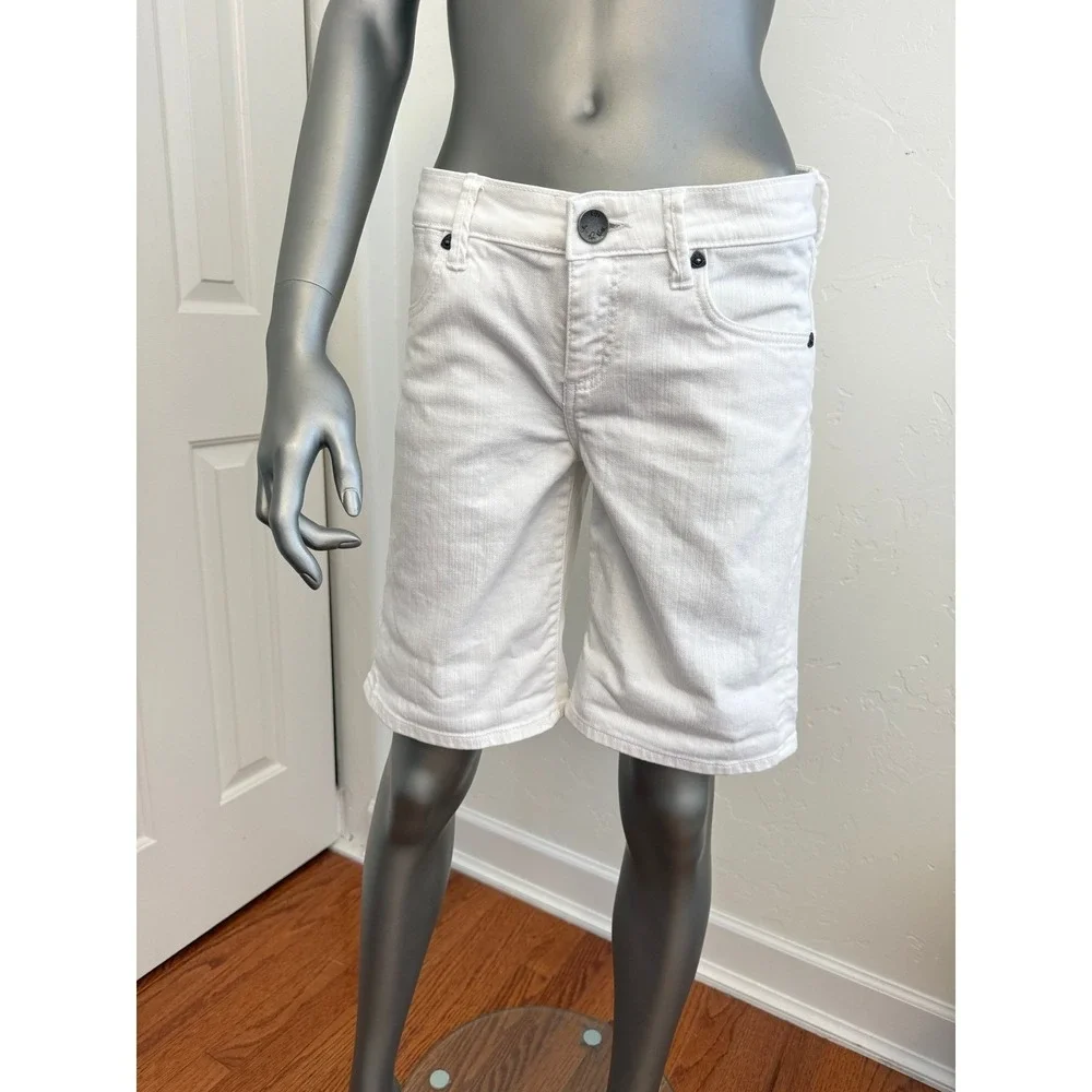 KUT from the Kloth Catherine Boyfriend Bermuda Shorts Jorts White 4 Mid Rise